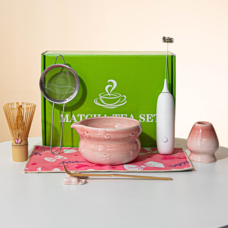 Dish Brush Bamboo - Japanese Matcha Tea Set 8pcs Ceramic