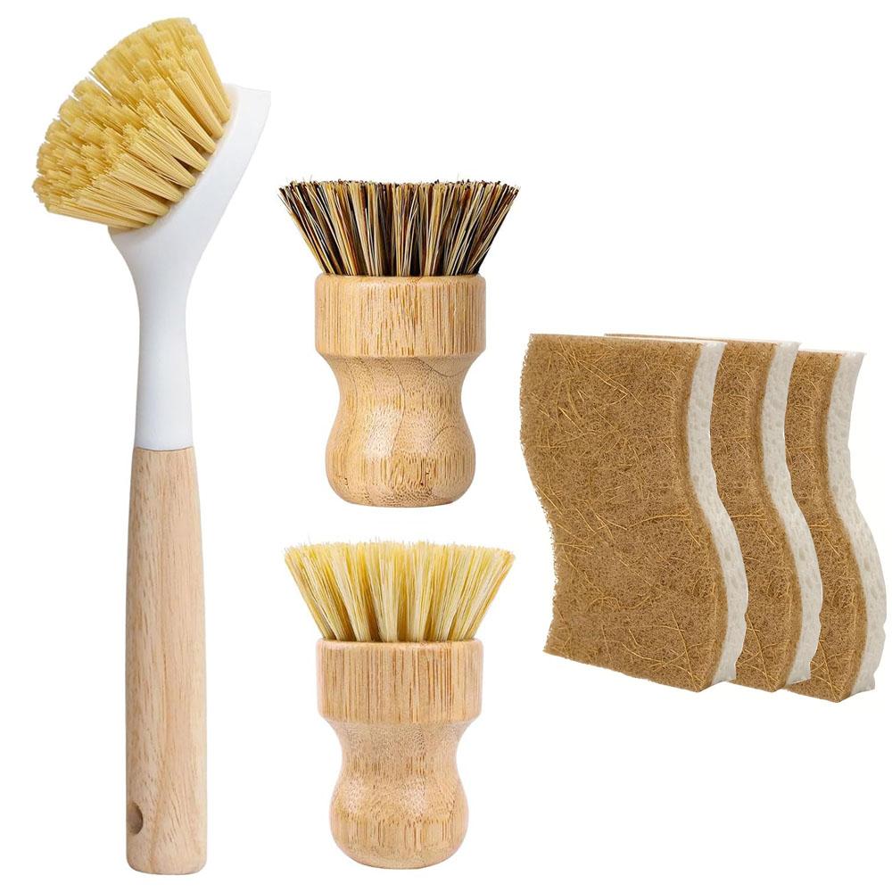 6Pcs Bamboo Dish Brush & Spong - Dish Brush Bamboo 评论和价格