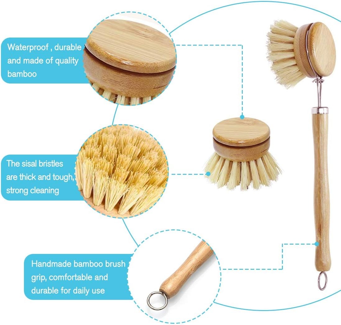 Bamboo Dish Scrub Brushes, Kit - Dish Brush Bamboo 评论和价格