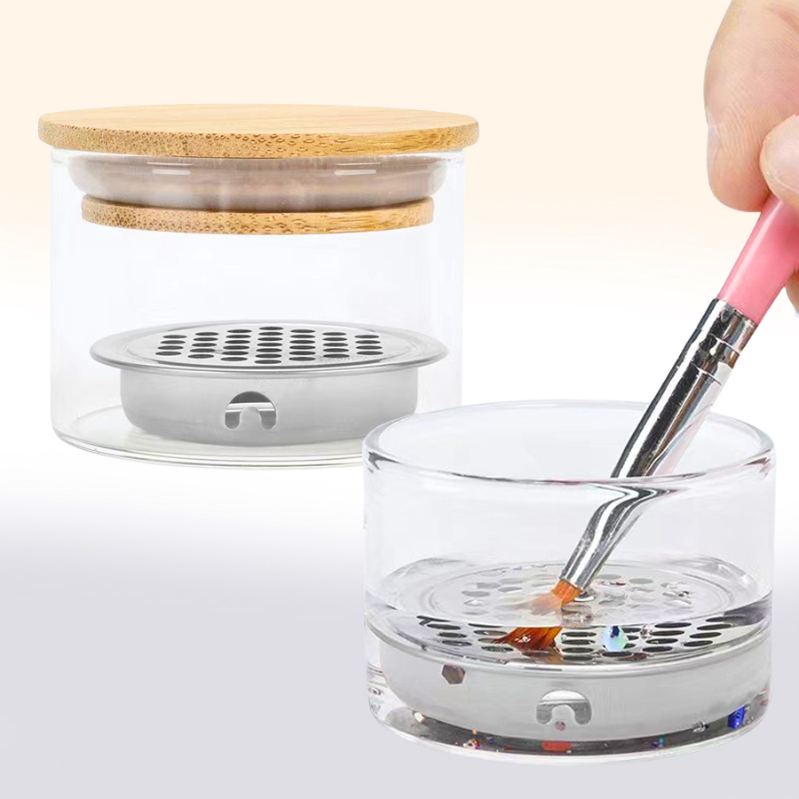 Nail Art Brushes Washing Cup N - Dish Brush Bamboo 评论和价格